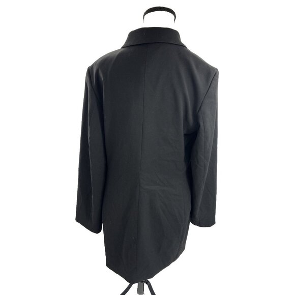 H&M Womens M Black Double Breasted Long Blazer Coat Oversized Jacket - Picture 5 of 7